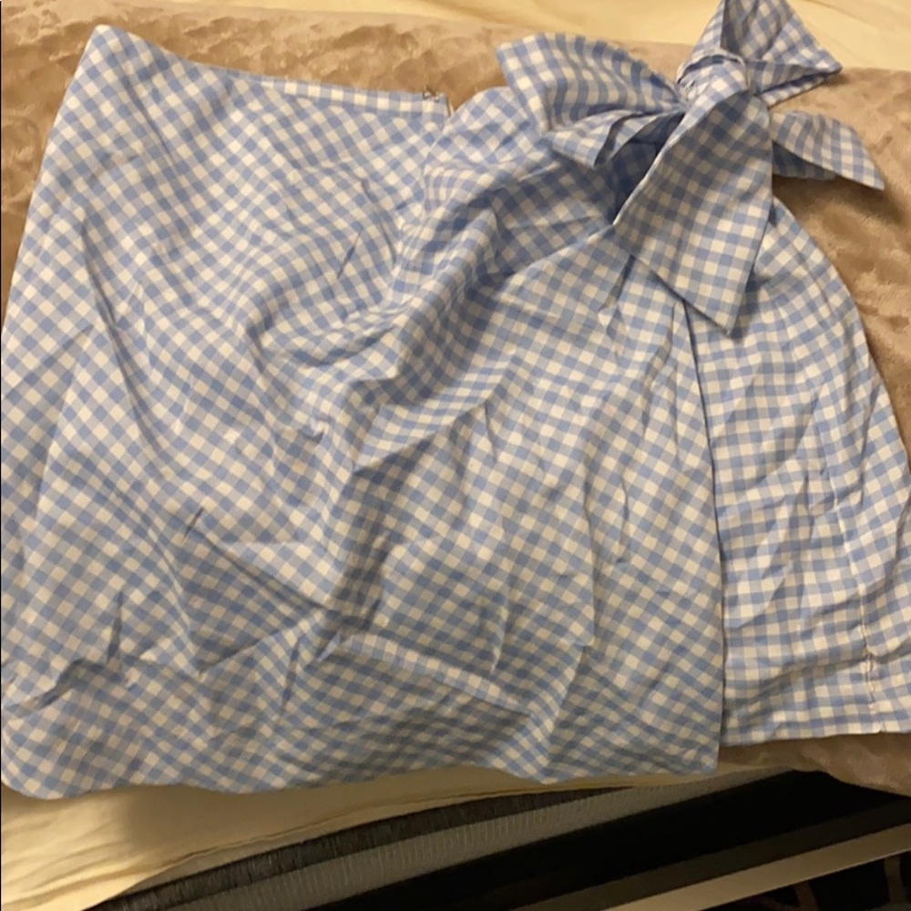Baby blue plaid skirt